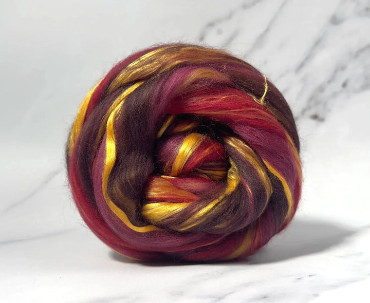 Kammzug  Merino / Seide   - GOLDWIRBEL